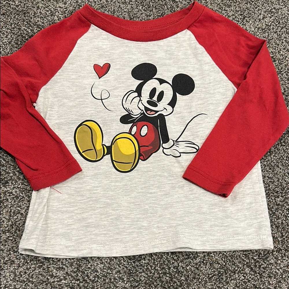 Disney Mickey Mouse Red and Gray Kids Shirt